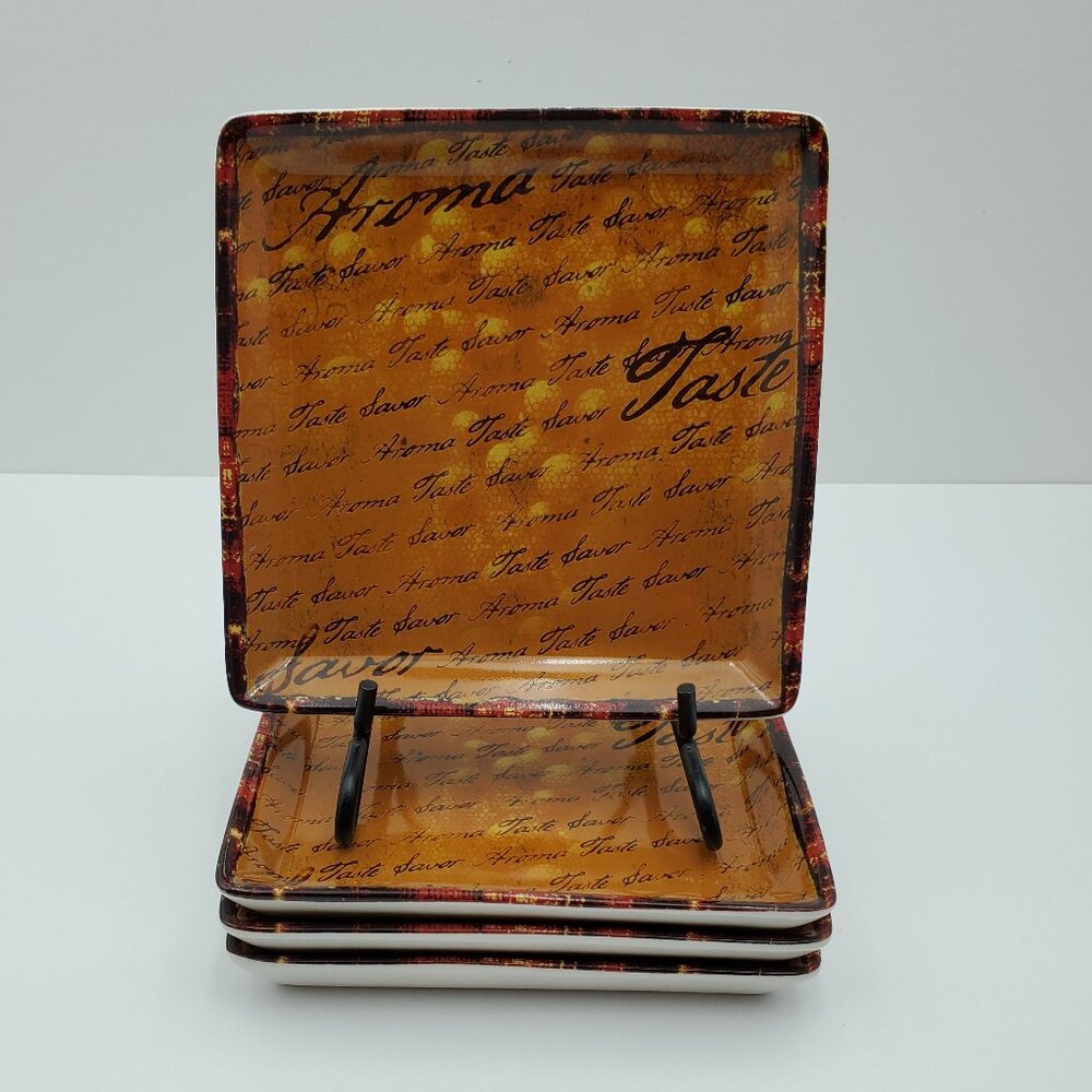 Tastefully Simple Dessert Plates Appetizer Trays Rust Colored 6" Snack Plates